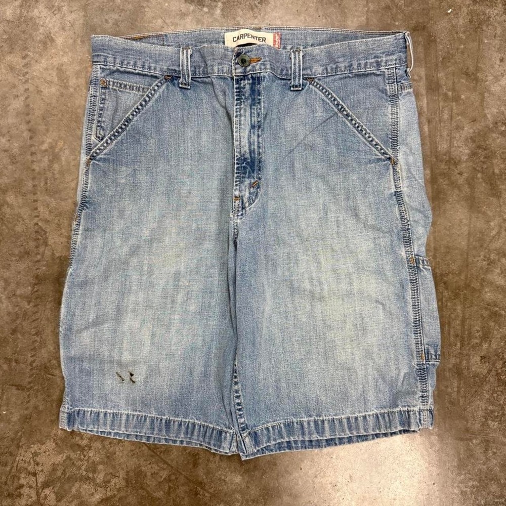 Vintage Levis Light Wash Baggy Carpenter Shorts Mens 38 Blue Y2K Skater Jorts